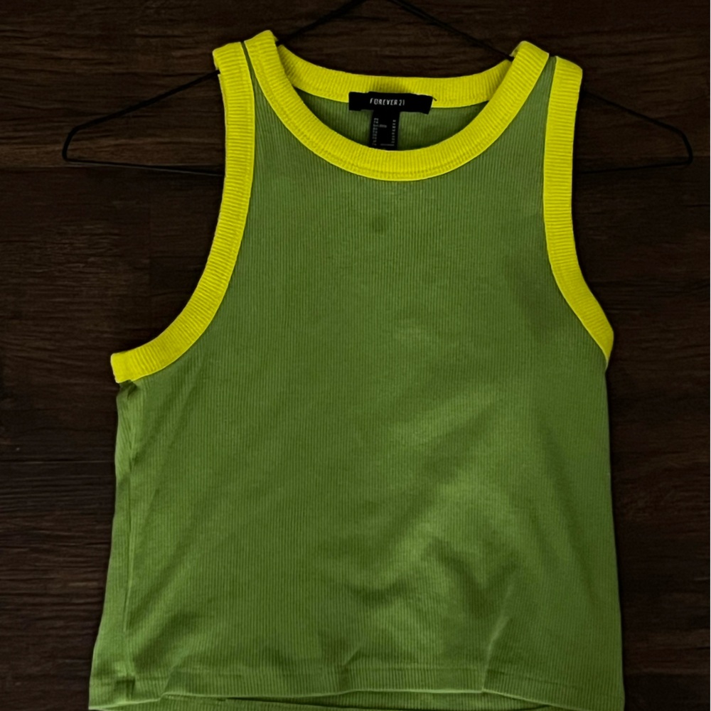 green and yellow crop top